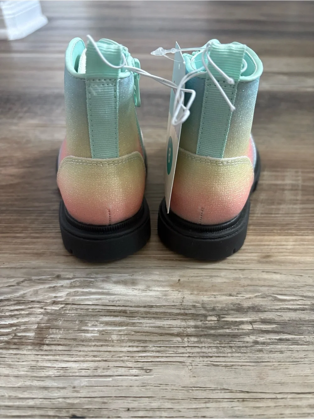 Cat & Jack Kids Gradient Lace-Up Boots - Mint, Pink & Cream